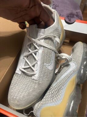 Nike Light Gray Knit Trainers with Clear Bubble Sole